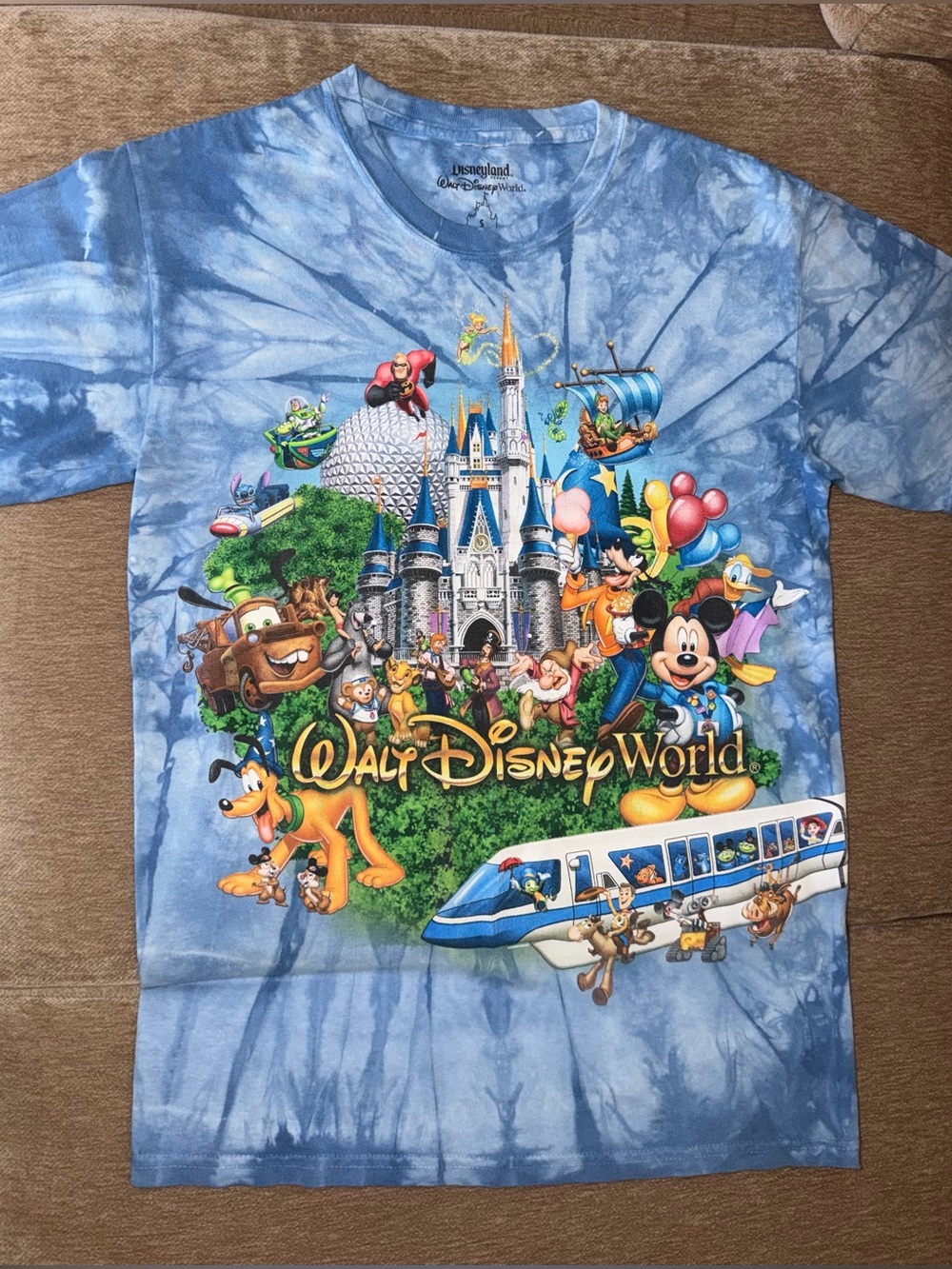 100% cotton Disney Blue Tie-Dye Walt Disney World Character Tee